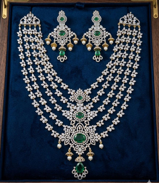 American Diamond Stones Bridal Layer Medium Haram