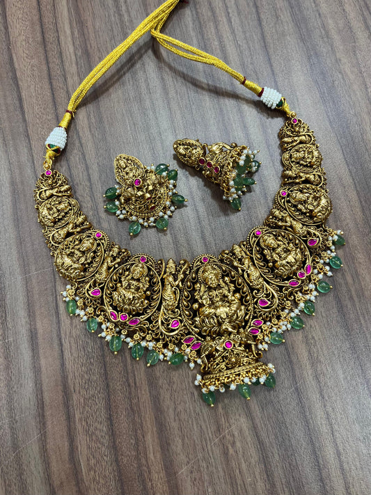 Nakshi work with Kundan Stones Bridal Necklace