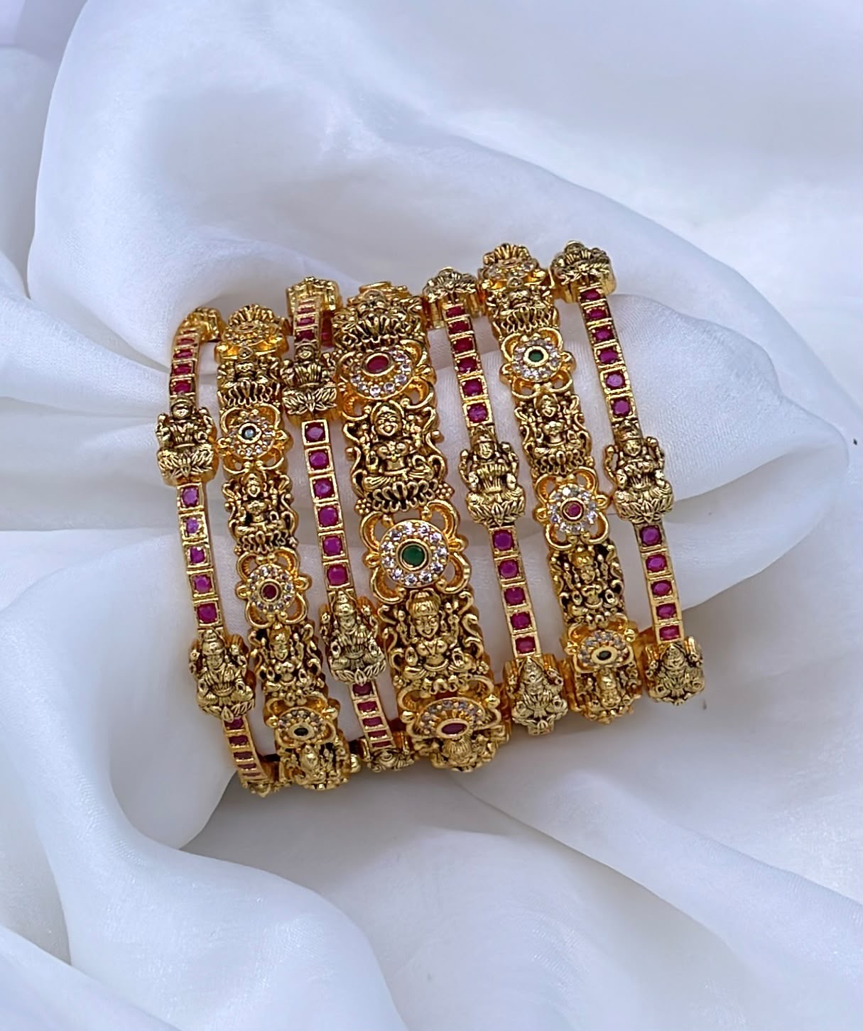 Premium Matt Kempu and AD Stone Bangles