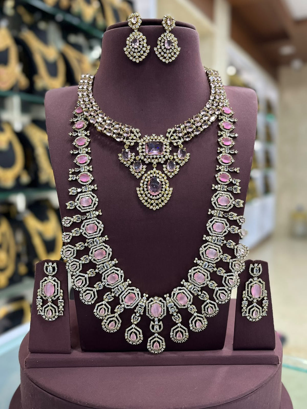 Victorian Polish with AD Stones Bridal combo Set