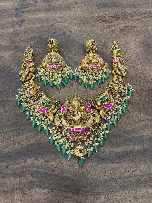 Nakshi work with Kundan Stones Bridal Necklace