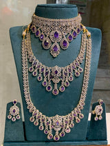 American Diamond Stones Bridal Combo Set - Nakshatra Jewels