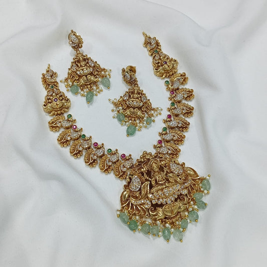 Nakshi Work with AD Stones Bridal Necklace