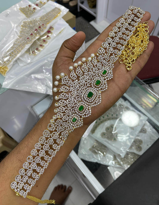 American Diamond Stones Hip Chain - Nakshatra Jewels