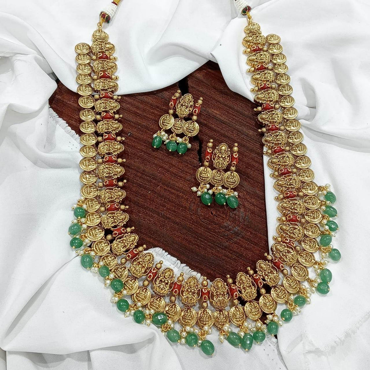 Nagasi Work with Coral Beads Studded Haram