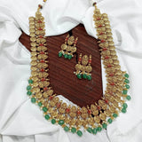Nagasi Work with Coral Beads Studded Haram - Nakshatra Jewels