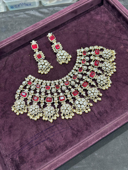 Mossianite with AD Stones Bridal Necklace