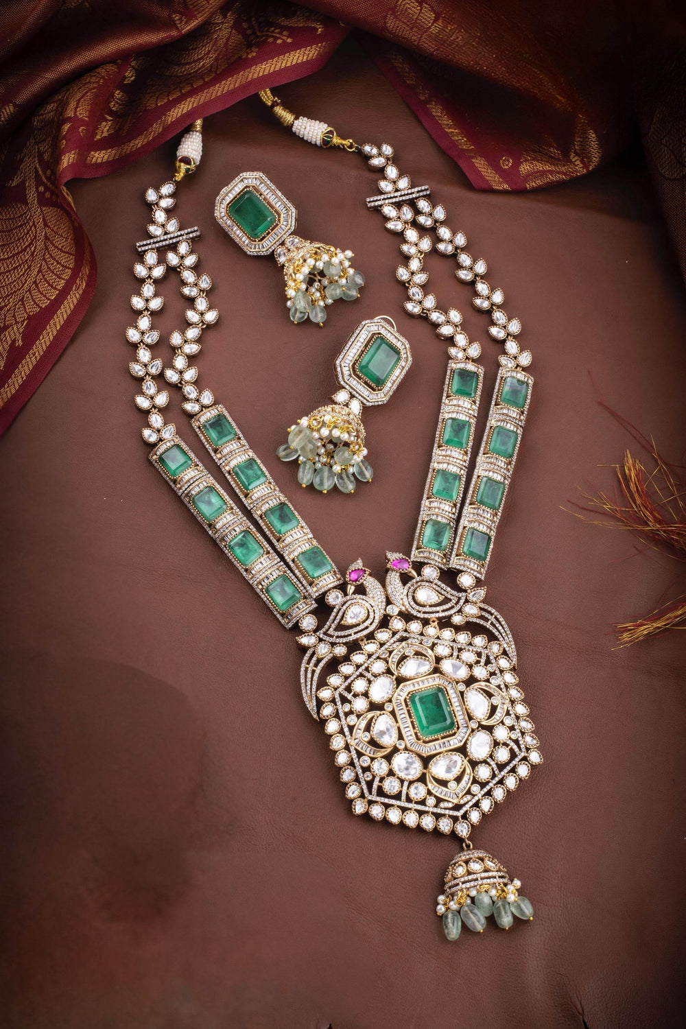 Moissanite and AD Stones Bridal Haram - Nakshatra Jewels