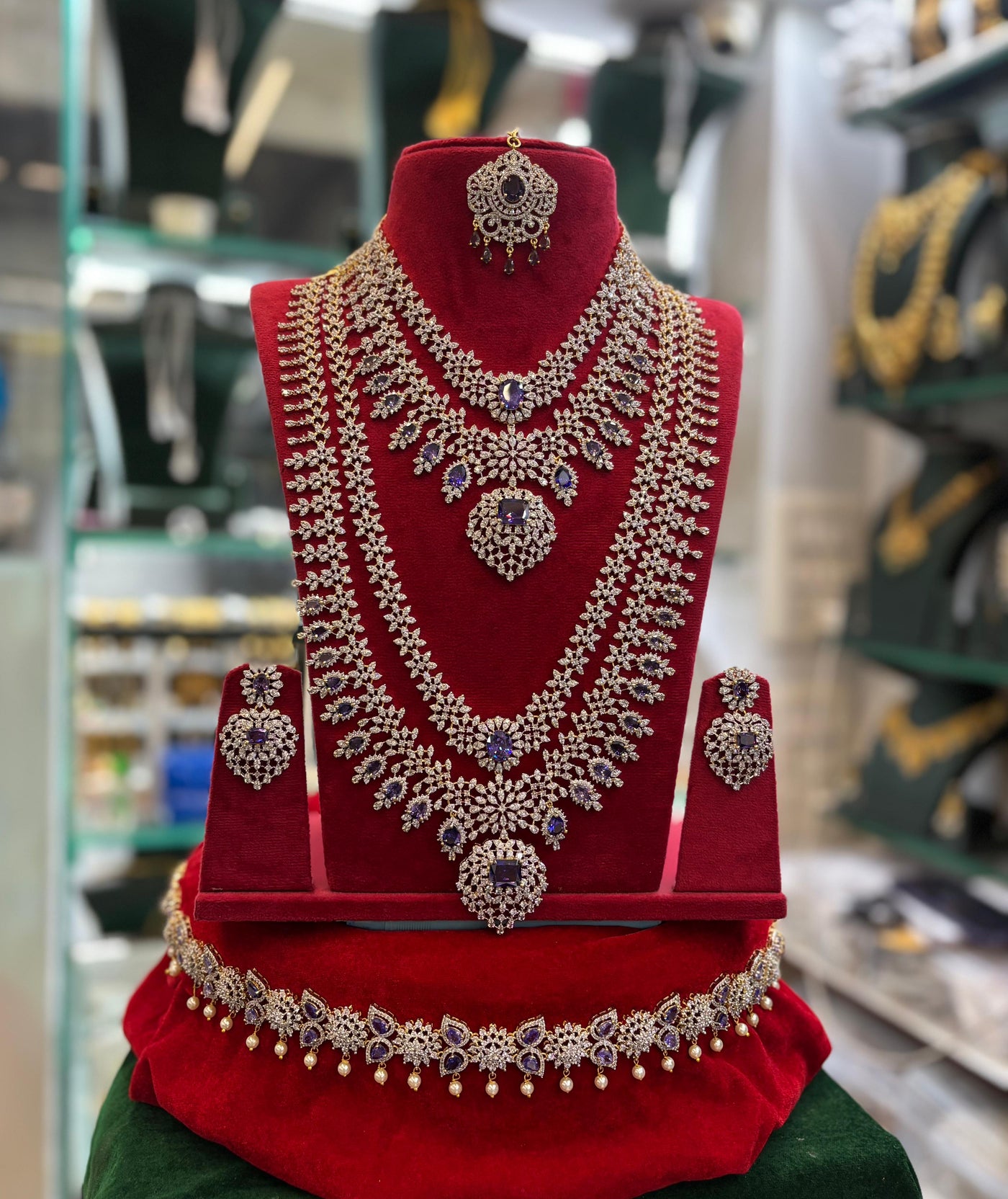American Diamond Stones Bridal Combo Set