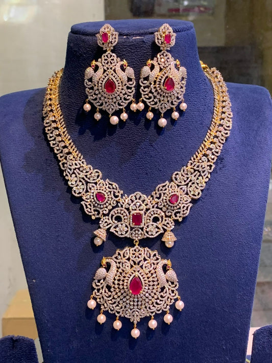 American Diamond Stones Bridal Necklace