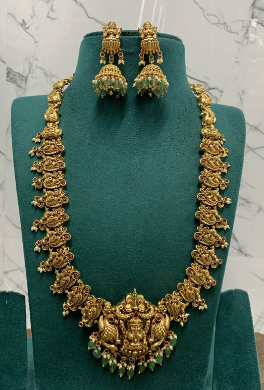 Nakshi Work with kemp Stones Bridal Haram - Nakshatra Jewels