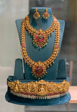 Nakshi Work with Jaadu Kundan Stones Bridal Combo Set - Nakshatra Jewels