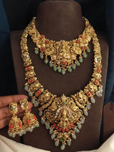 Nakshi Work with AD & Coral beads Bridal Combo Set - Nakshatra Jewels