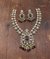 Victorian Polish Moissanite Stones Bridal Necklace - Nakshatra Jewels