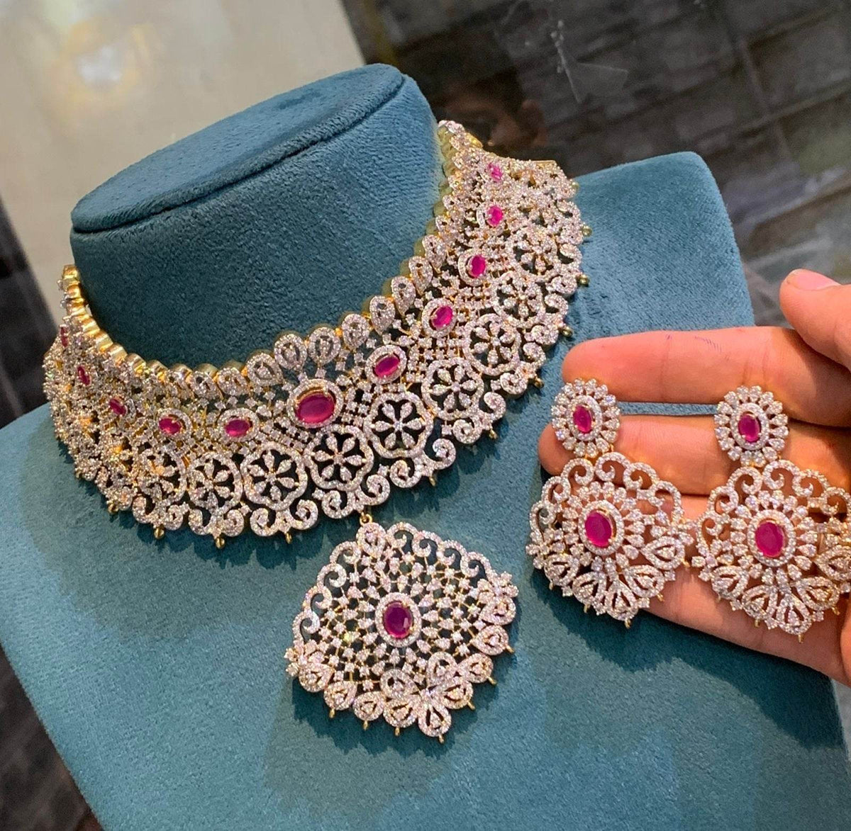 American Diamond Stones Bridal Choker