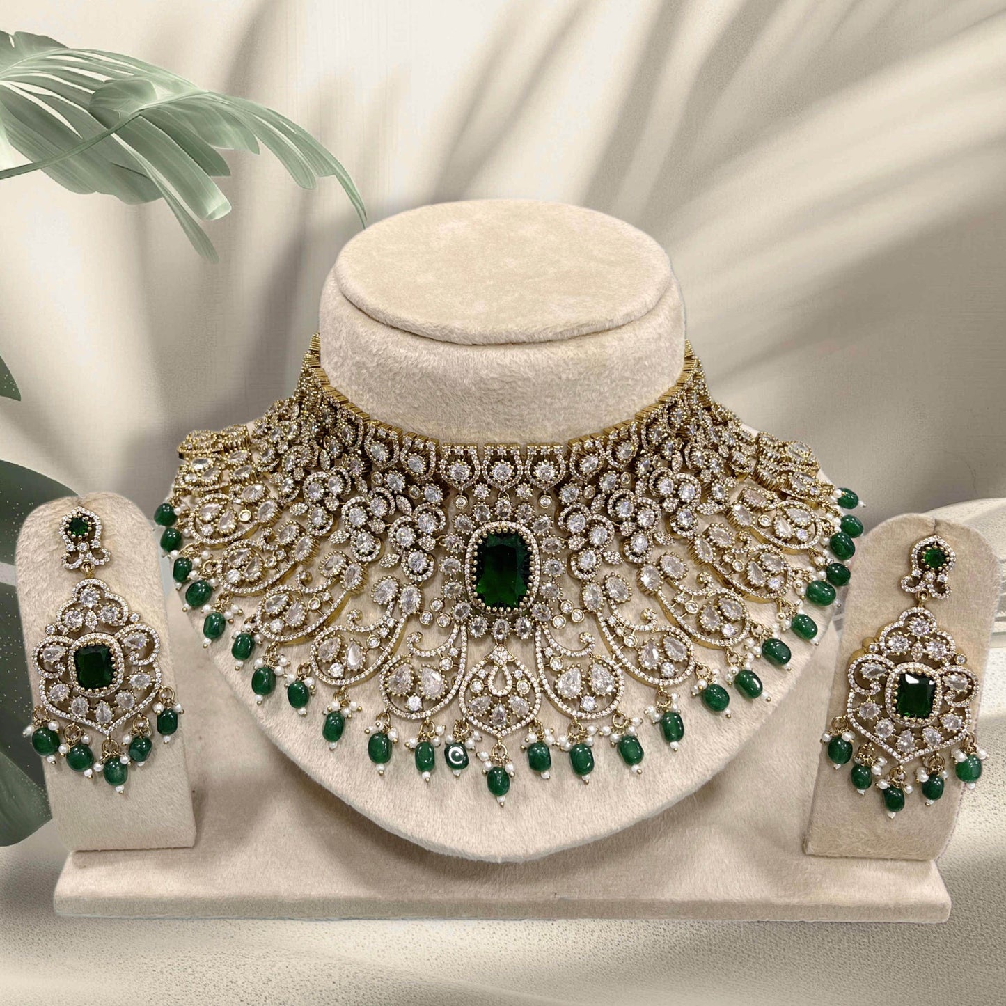 Victorian Polish with AD Stones Bridal Choker - Nakshatra Jewels