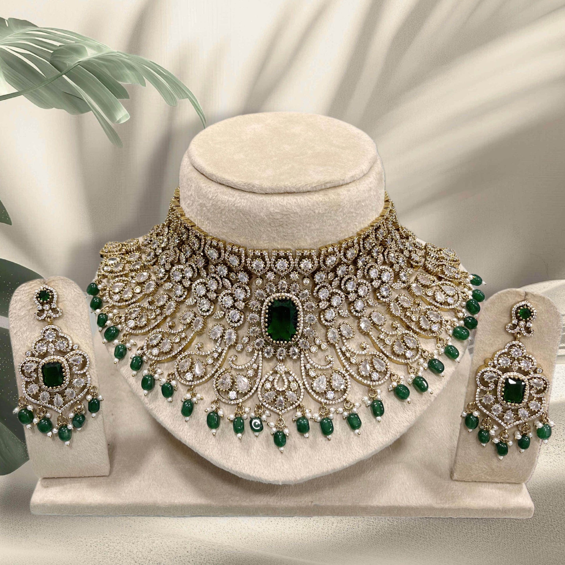Victorian Polish with AD Stones Bridal Choker - Nakshatra Jewels