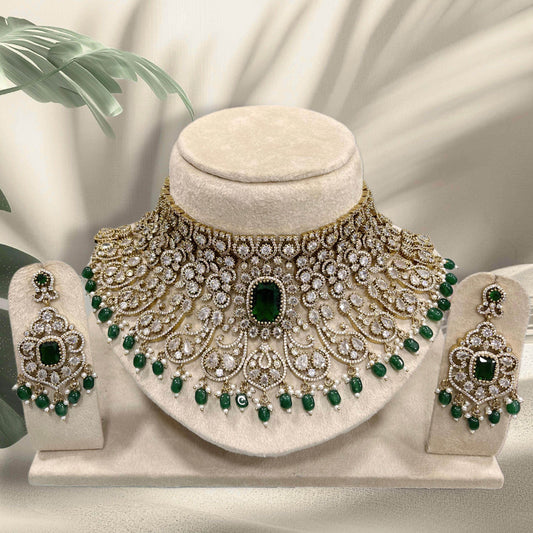 Victorian Polish with AD Stones Bridal Choker - Nakshatra Jewels