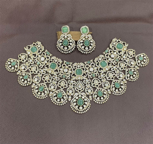 Moissanite & AD Stones Bridal Choker - Nakshatra Jewels