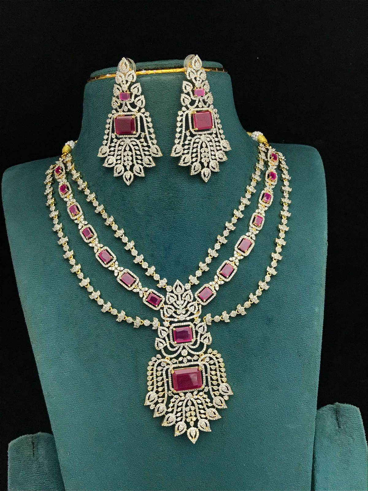 American Diamond Stone Bridal Layer Haram
