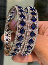 AD Stone Bangles (Silver polish) - Nakshatra Jewels