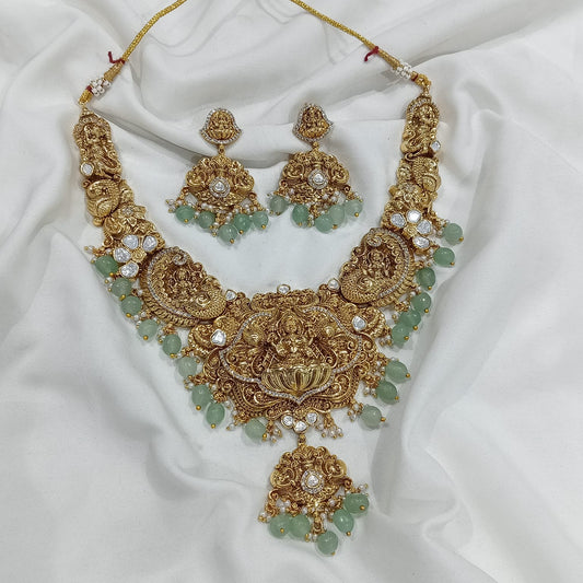 Nakshi Work with Mossianite Stones Bridal Necklace