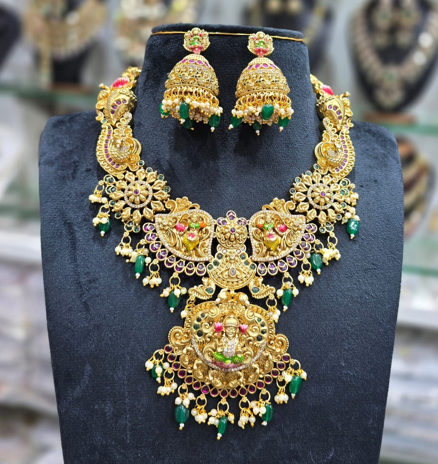 Nakshi Work with AD Stones Bridal Necklace