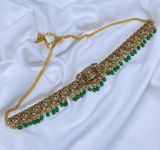 Premium Matt finish with Kempu Stones Hip Chain