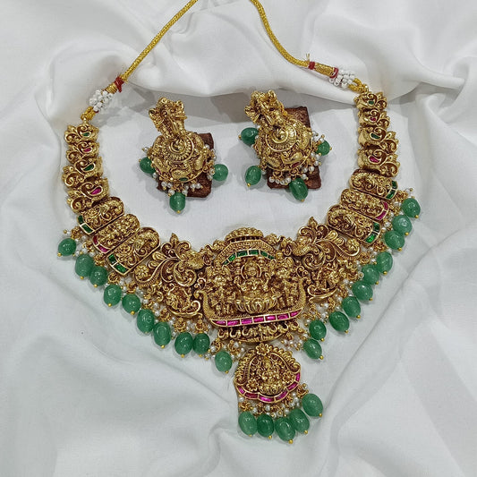 Nakshi Work with Kundan Stones Bridal Necklace