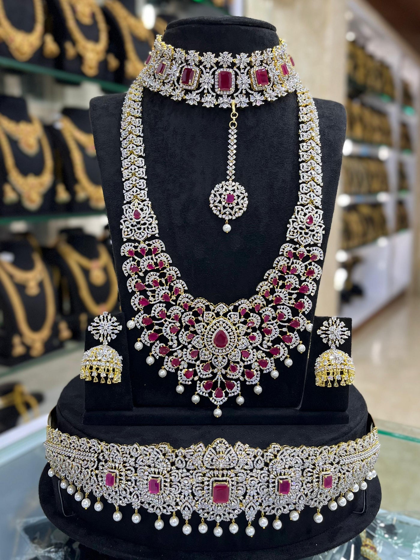 American Diamond Stones Bridal Combo Set