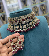 Victorian Polish with AD Stones Choker - Nakshatra Jewels