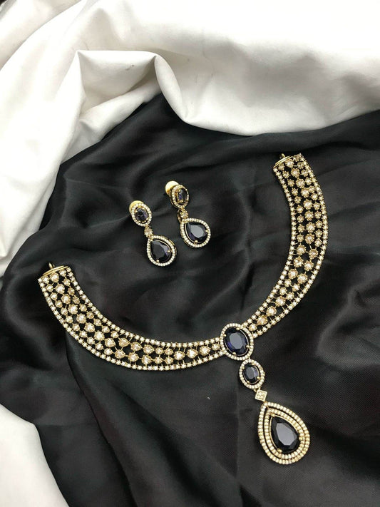 Victorian Polish AD Stones Necklace - Nakshatra Jewels
