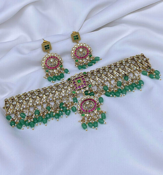 Premium Matt withJaadu Kundan Stones Bridal Choker - Nakshatra Jewels