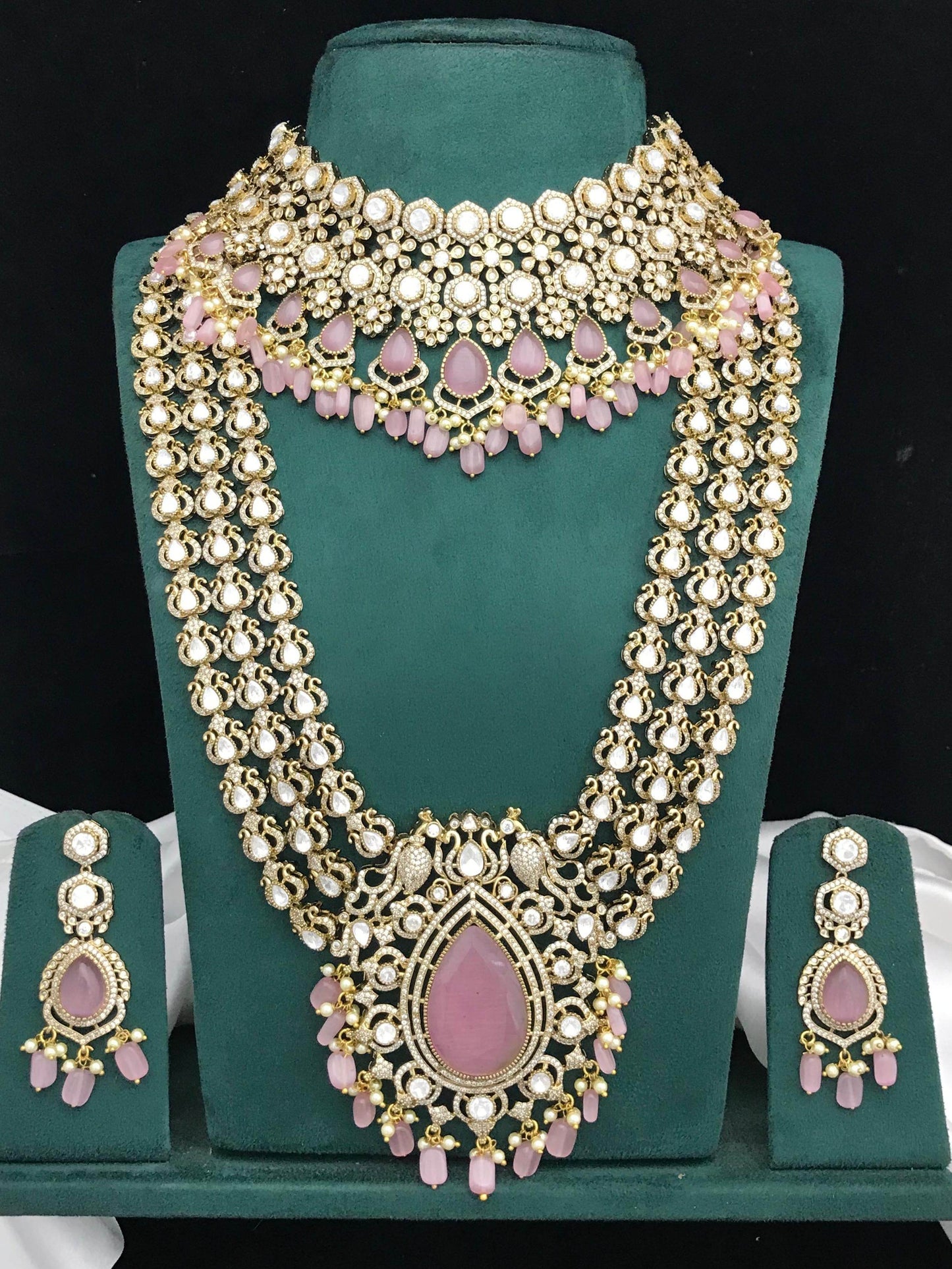 Moissanite Stones Bridal Combo Set - Nakshatra Jewels