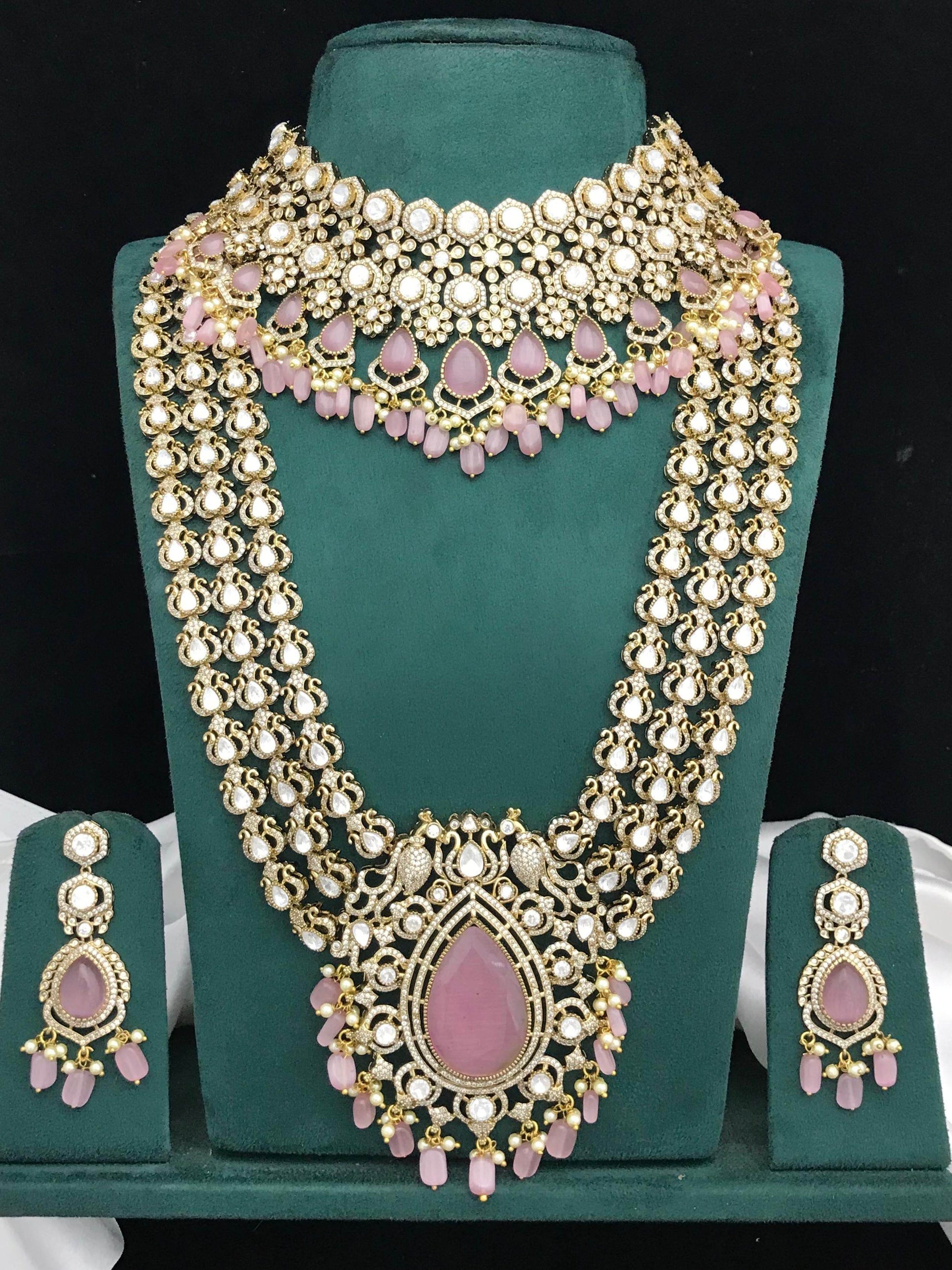 Moissanite Stones Bridal Combo Set - Nakshatra Jewels