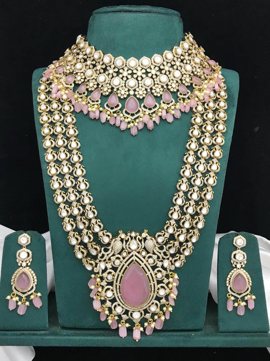 Moissanite Stones Bridal Combo Set - Nakshatra Jewels