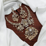 Victorian Polish with AD & Moissanite Stones Bridal Necklace - Nakshatra Jewels