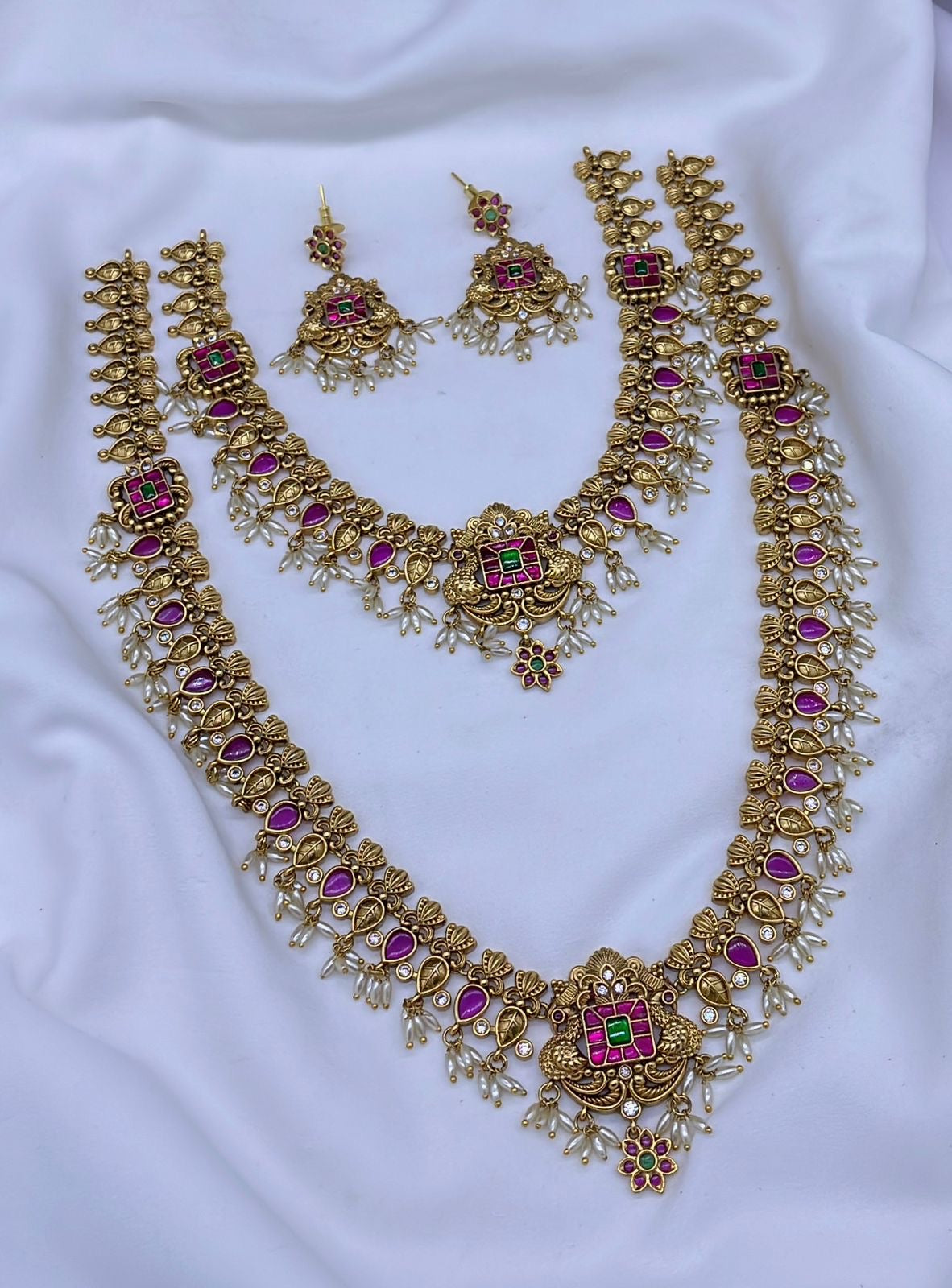 Nakshi Work with Kempu and AD Stones Bridal Combo