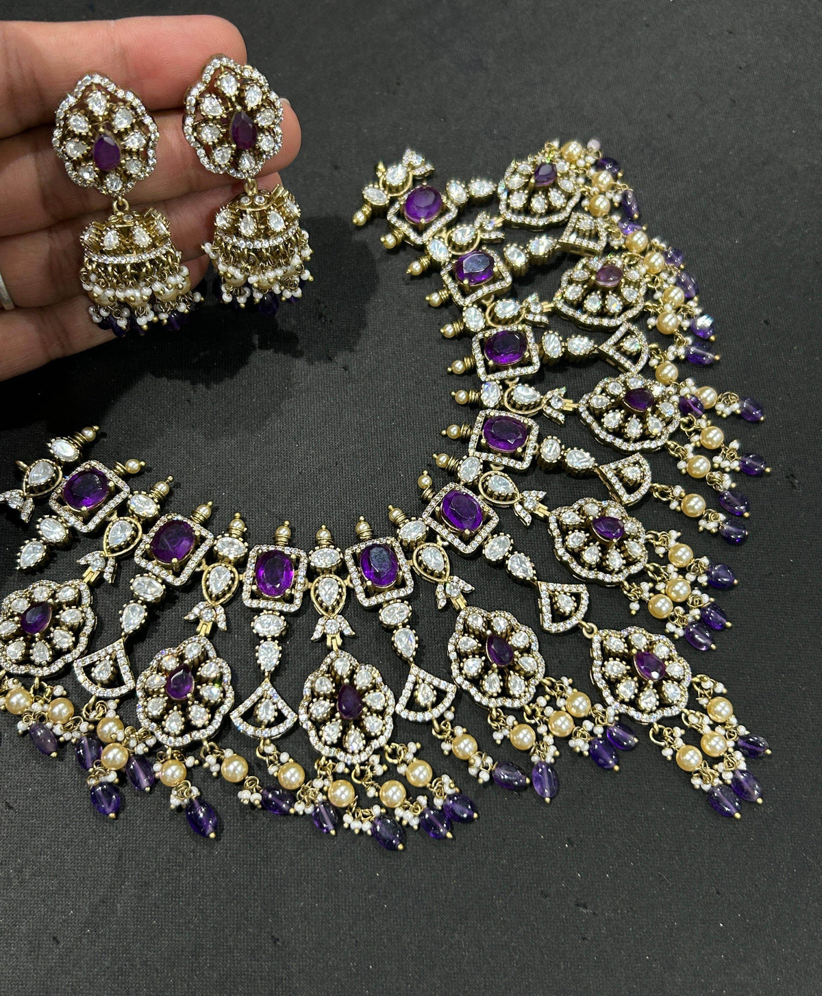 Moissanite and AD Stones Bridal Choker