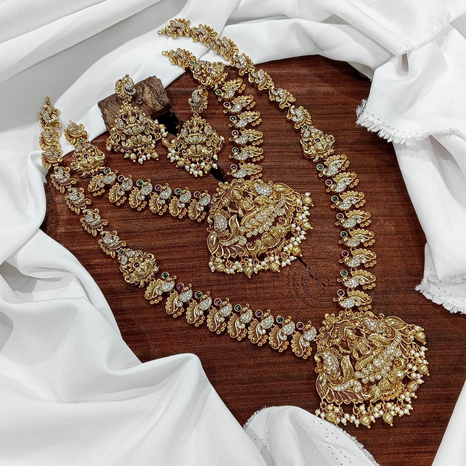 Nakshi Work with AD Stones Bridal Combo Set - Nakshatra Jewels