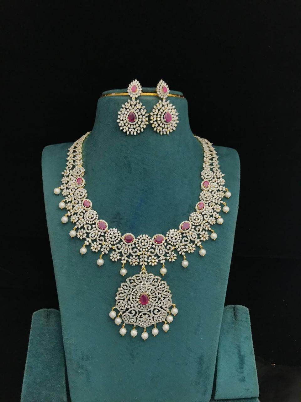 American Diamond Stones Bridal Necklace