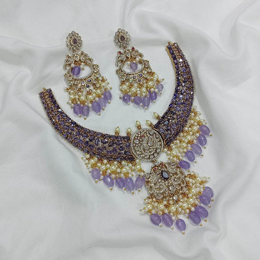 Victorian Polish with AD Stones Bridal Necklace - Nakshatra Jewels