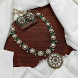 Victorian Polish with Moissanite Stones Bridal Necklace - Nakshatra Jewels