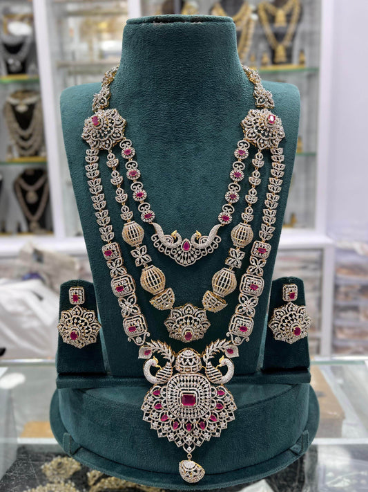 American Diamond Stones Bridal Layer Haram - Nakshatra Jewels