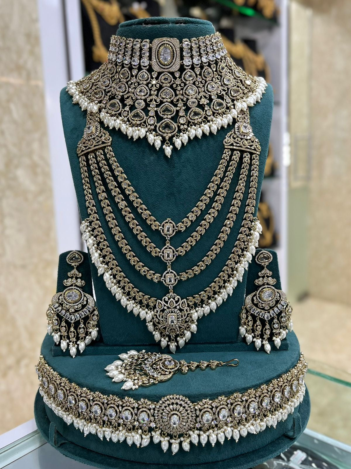 Victorian Polish with AD stones Bridal Set
