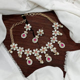 Mossanite with Kundan Stones Bridal Necklace - Nakshatra Jewels