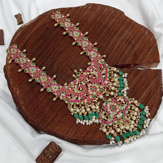 Jaadu Kundan Stones Bridal Guttapusal Haram - Nakshatra Jewels