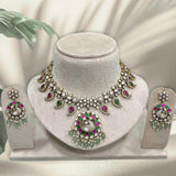 Victorian Polish with Moissanite & Kundan Stones Bridal Necklace - Nakshatra Jewels
