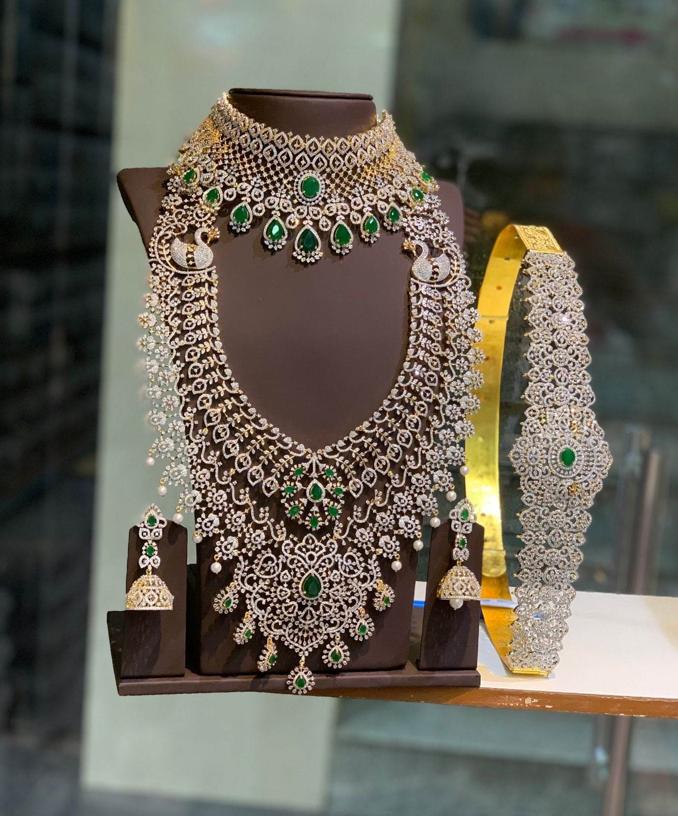 American Diamond Stones Bridal Combo Set - Nakshatra Jewels