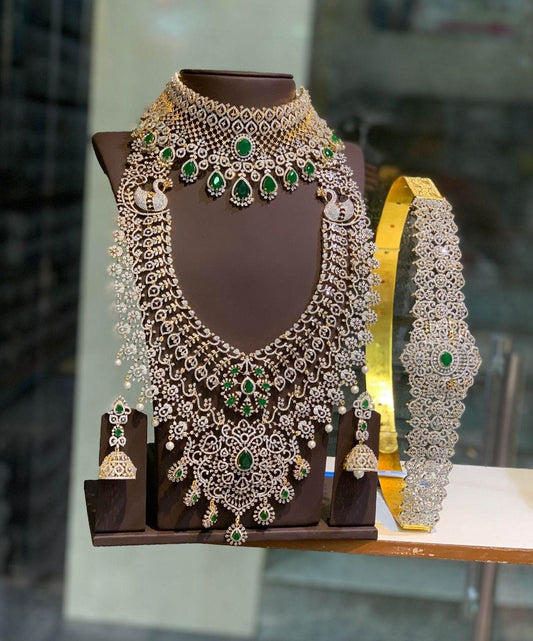American Diamond Stones Bridal Combo Set - Nakshatra Jewels